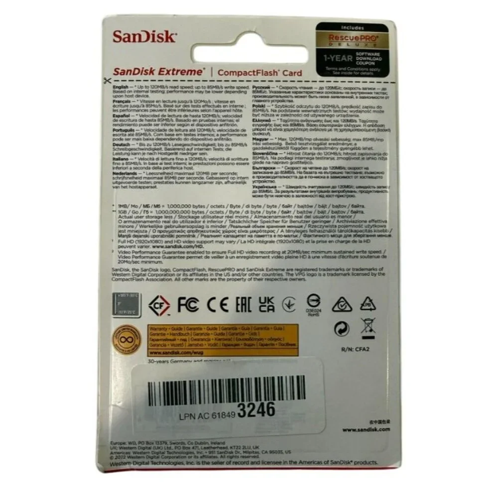 SanDisk Extreme 32GB CompactFlash Card With 120MB/s Speed